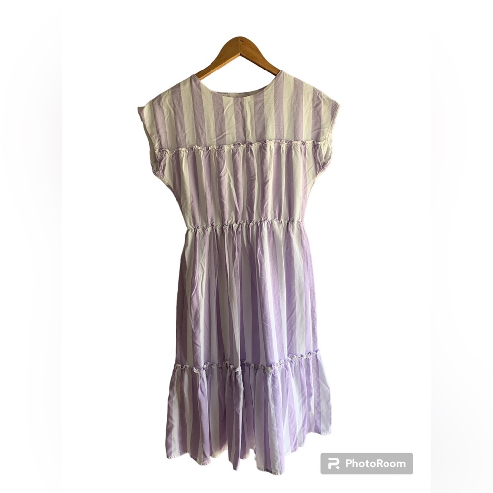 Purple & white cotton dress
